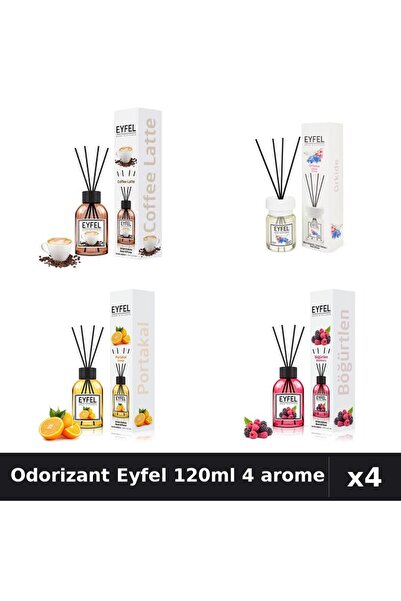 Eyfel Set 4 Odorizant Camera Betisoare 120ml - Cafea, Orhidee, Portocala, Fru...