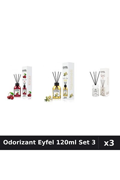 Eyfel Set 3 Odorizant Camera Betisoare 120ml - Cireșe, Bumbac, Mâna Maicii
