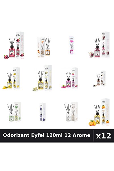 Eyfel Set 12 Odorizante Camera cu Betișoare 120ml - 12 Arome Asortate, Parfum...