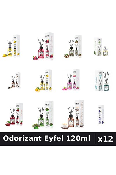 Eyfel Set 12 Odorizant Camera Betisoare 120ml - 12 Arome Asortate, Parfum Intens