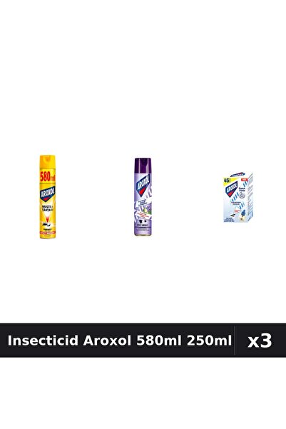 Aroxol Set 3 Spray Insecticid 580ml, 250ml + Aparat Electric - Anti Insecte