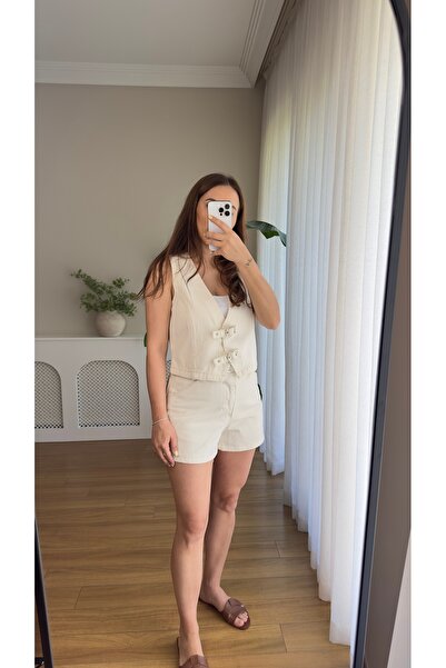 Butikrenginyılmaz Denim Shorts and Vest Set