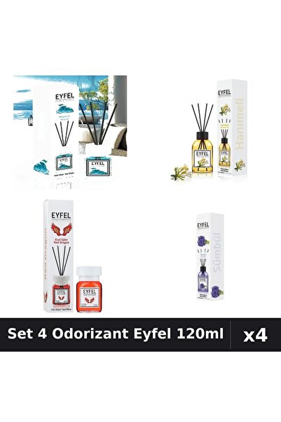 Eyfel Set 4 Odorizante Camera Betisoare, Mana Maicii Domnului, Ocean, Red Dra...