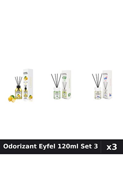 Eyfel Set 3 Odorizant Camera Betisoare 120ml - Lamaie, Iasomie, Orhidee