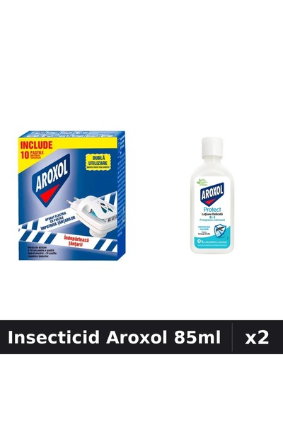 Aroxol Set 2 Insecticid - Pastile Anti-Insecte, Loțiune Repelent 85ml - Prote...