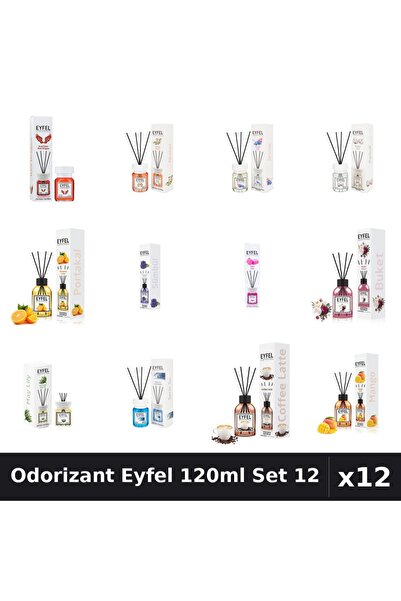Eyfel Set 12 Odorizant Camera Betisoare 120ml - 12 Arome Asortate, Parfum Intens