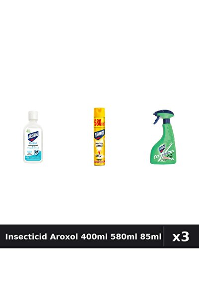 Aroxol Set 3 Spray Insecticid 400ml + 580ml + Loțiune Repelent 85ml - Anti In...