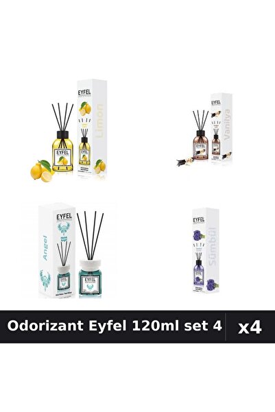 Eyfel Set 4 Odorizant Camera Betisoare - Lămâie, Vanilie, Angel, Zambile 120ml