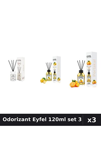 Eyfel Set 3 Odorizant Camera Betisoare 120ml - Bumbac, Lamaie, Portocala