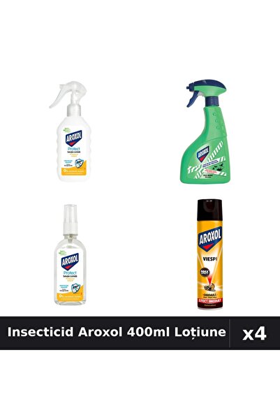 Aroxol Set 4 Insecticid și Repelent - Spray 400ml, Loțiune 200ml+85ml - Prote...