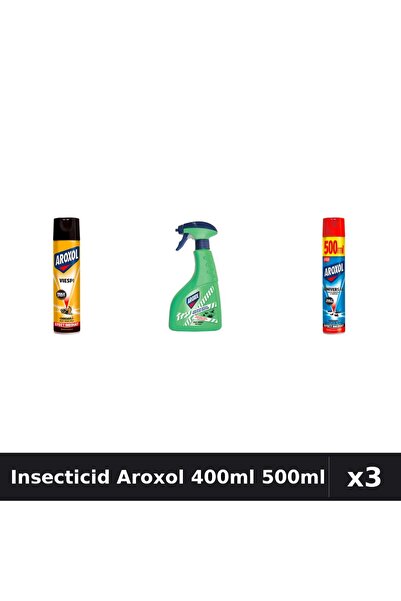 Aroxol Set 3 Spray Insecticid 400ml și 500ml - Anti Gandaci, Țânțari, Muste