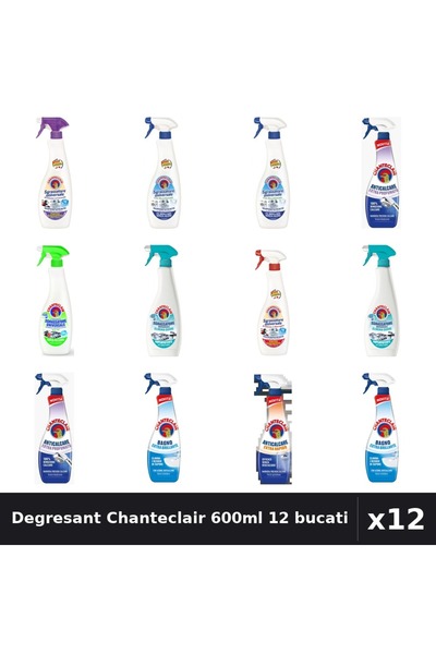Chanteclair Set 12 Degresant Universal 600-625ml - 8 Arome Asortate, Anticalc...