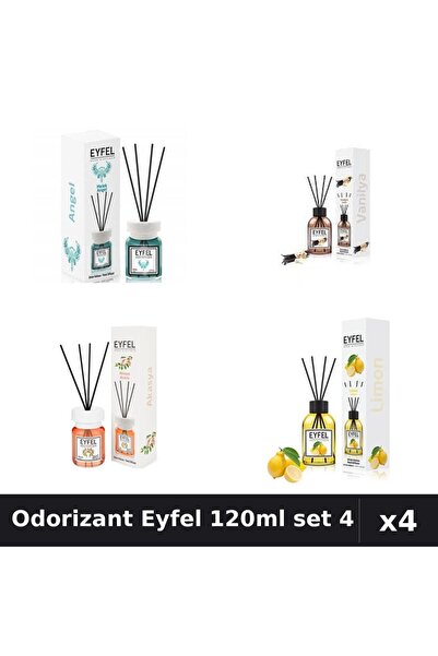 Eyfel Set 4 Odorizant Camera Betisoare 120ml - Angel, Vanilie, Acacia, Lamaie
