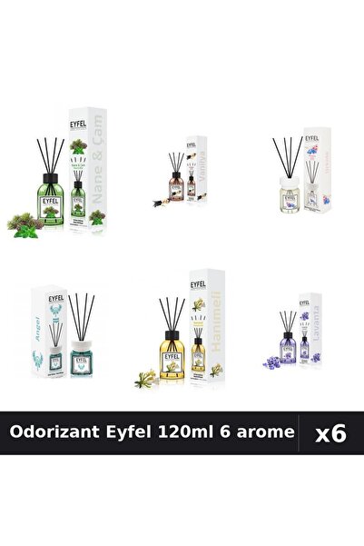 Eyfel Set 6 Odorizante Camera Betisoare - 6 Arome Asortate, 120ml Parfum