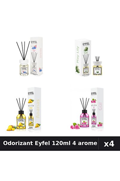 Eyfel Set 4 Odorizant Camera Betisoare 120ml - Orhidee, Lacramioare, Ananas, ...