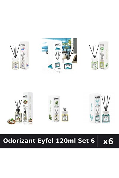 Eyfel Set 6 Odorizante Camera Betisoare - 6 Arome Asortate, 120ml Parfum Intens
