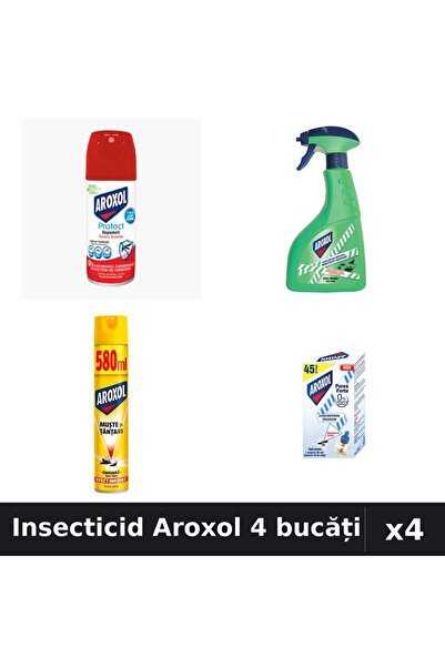Aroxol Set 4 Spray Insecticid 100ml, 400ml, 580ml + Aparat Electric - Protecție