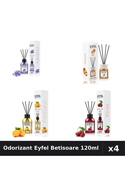 Eyfel Set 4 Odorizant Camera Betisoare 120ml - Lavanda, Piersica, Portocala, ...