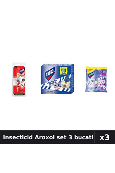 Aroxol Set 3 Insecticid - Pastile 5g, Aparat 45 Nopti, Pastile 20 Bucati
