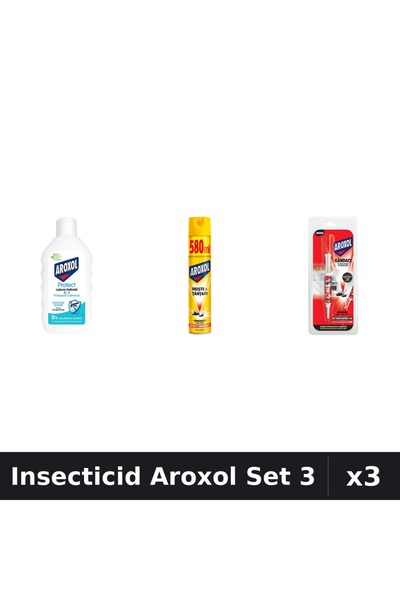 Aroxol Set 3 Insecticid - Loțiune 200ml, Spray 580ml, Spirale 5g - Protecție ...