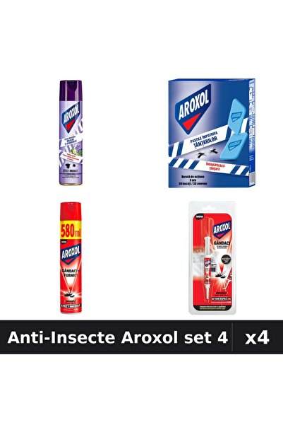 Aroxol Set 4 Spray și Pastile Anti-Insecte 250ml, 580ml, 30buc, 5g - Protecție