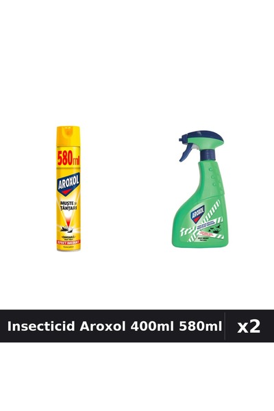 Aroxol Set 2 Spray Insecticid 400ml + 580ml - Anti Gândaci, Țânțari, Muste