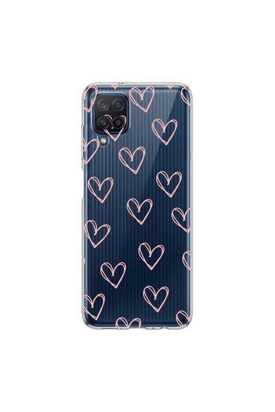 PPKin Samsung Galaxy M12 Compatible Heart 6 Design Transparent Case