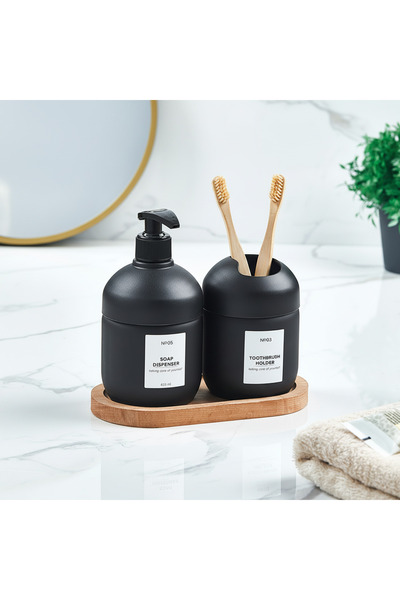 QLUX IDEAS Premium Glass Bathroom Set of 2 – Luxury Soap Dispenser and Toothb...