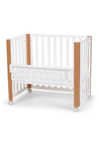 Kinderkraft KOYA Wooden Cot And Playard With Mattress - White