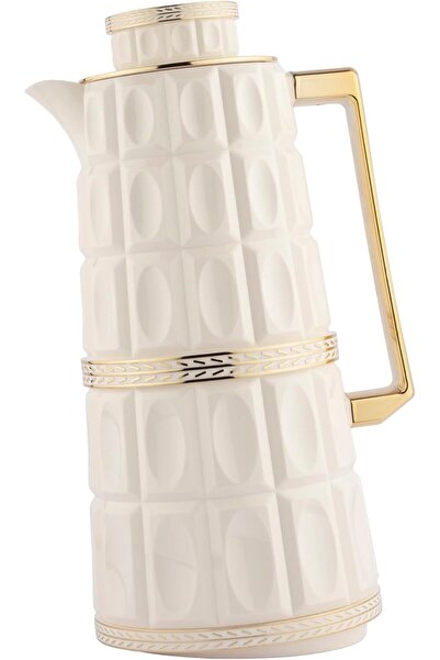 ALSAIF Insulated Coffee and Tea Pot, 1 Liter, Ivory White, Plastic