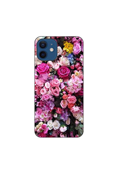 OEM Husa compatibila cu Apple iPhone 12 Silicon Gel Tpu Model Trandafiri Roz