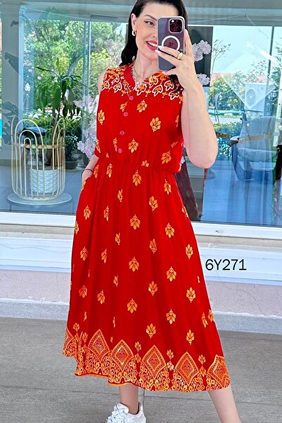 İnce Topuk Zero Sleeve Elastic Waist Viscose Dress 6Y271