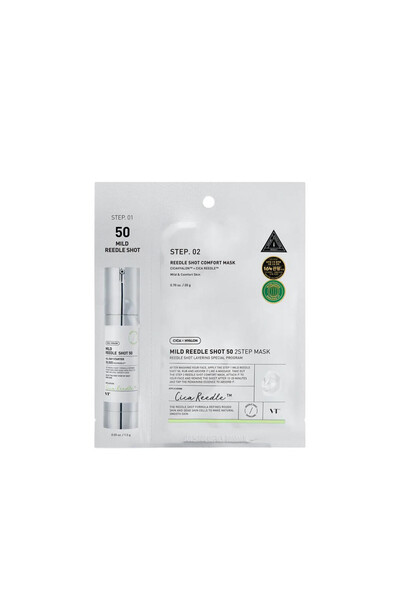 VT COSMETICS Рийдъл Шот 50 2 Стъпки Нежен, Укрепващ, Лист маска, За лице, 21.5 г