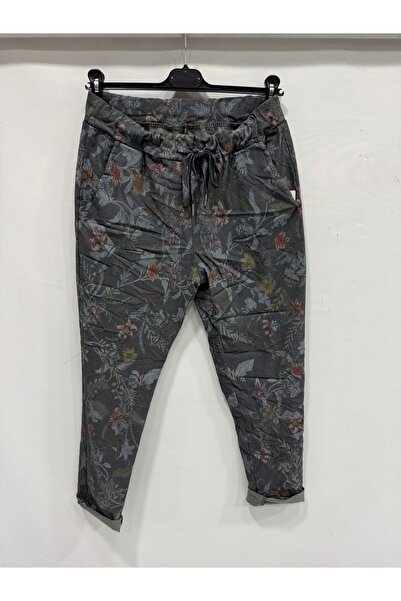 della moor Women's Anthracite Italian Floral Patterned Lycra Trousers with El...