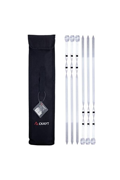 Kamille Set de 6 frigărui din oțel inoxidabil, 45 cm, pentru grătar, carne și...