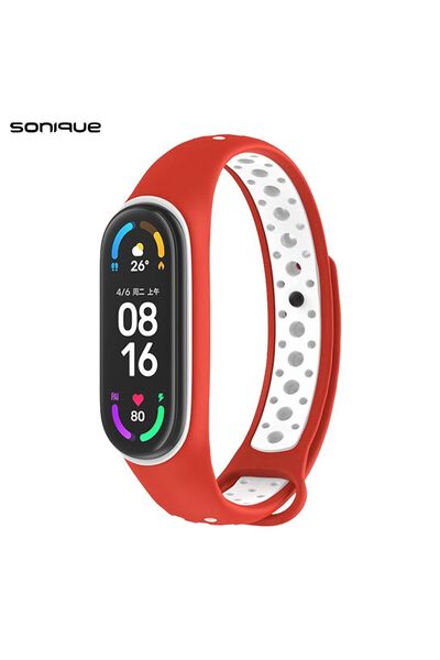 Sonique Λουράκι Σιλικόνης Sport για Xiaomi Mi Band 3/4 Κόκκινο / Λευκό
