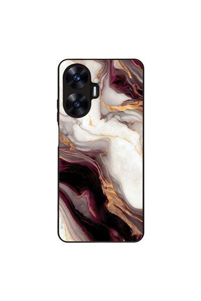 Sonique Θήκη Marble Series για Realme C55 Μπορντώ