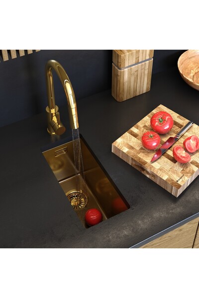 Granitan Sink Silvo2244 Gold, package with Zloty siphon, stainless steel