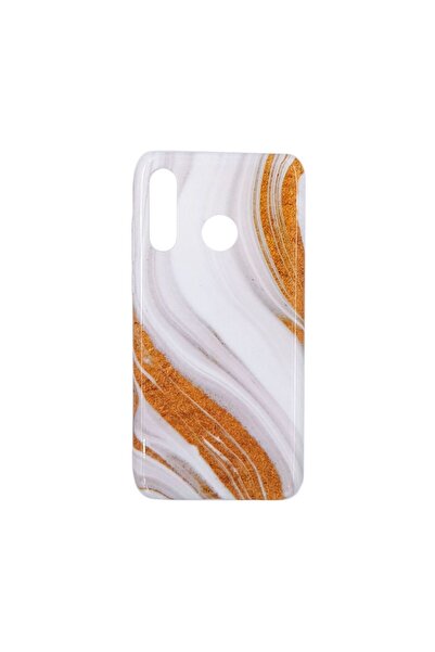 OEM Θήκη Marble Silicon Huawei P30 Lite Gold / White