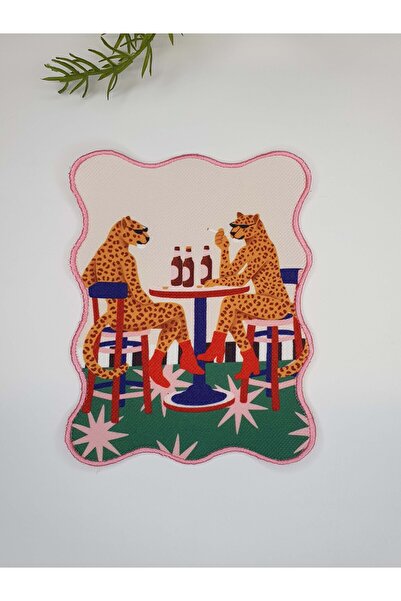 decofav Cheetah Rendezvous Embroidered Cocktail Napkin 1 Piece