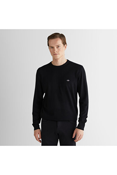 Gant Erkek Siyah Standart Fit Bisiklet Yaka Triko