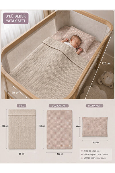 Ozz Baby 100% Cotton Anne Yani Park Bed Sheet Set (80X120) Plain Baby Bed She...