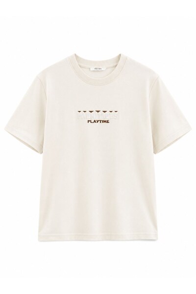 nk kids Nk Boy's Crew Neck "Playtime" Slogan Printed Cotton T-Shirt 4-8 Years...
