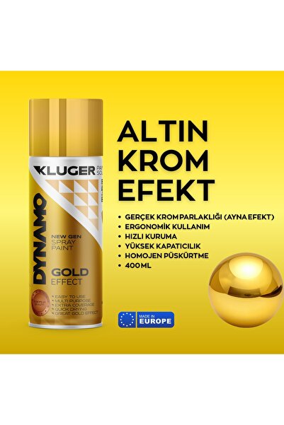 Kluger Dynamo Altın & Bakır & Gümüş & Aliminyum & Metalik Efekt Sprey Boya