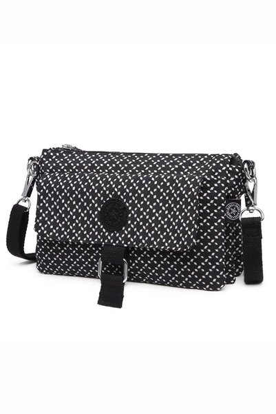 SMART BAGS Geantă pentru telefon și poștaș pentru femei, din țesătură șifonată, impermeabilă, de dimensiuni mici, negru/alb