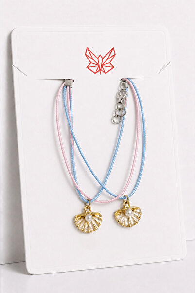 MakeWell Sea Shell and Pearl Figured Double Bff Friendship Necklace Set – Pin...