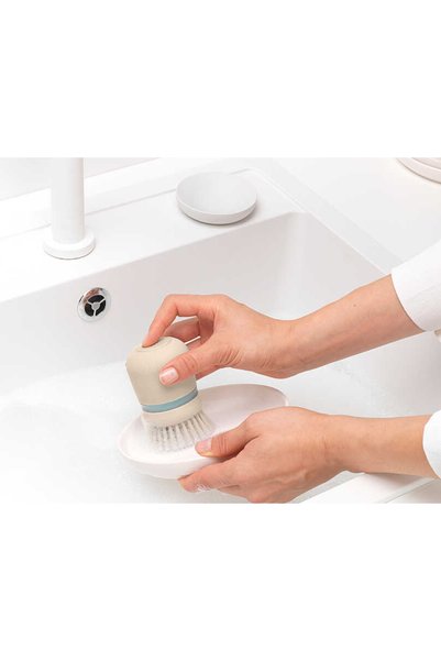 Brabantia فرشاة غسيل الأطباق BRB-BRA 252167-8710755252167-008-01-SOFT BEIGE مع حاوية للصابون