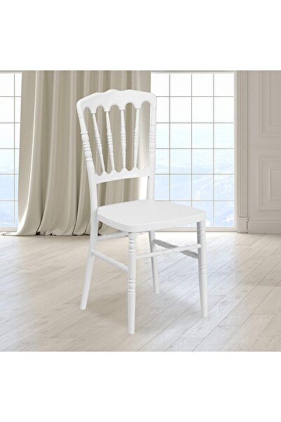 luxino HERCULES Series White Resin Stacking Napoleon Chair