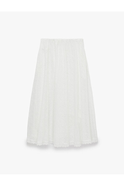 Koton X Sibil Çetinkaya - Cotton Embroidered Maxi Flared Skirt