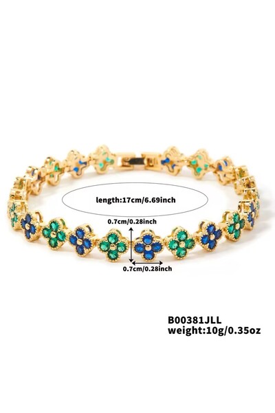 Choice4 16.5cm Blue A Colorful Lucky Four-Leaf Flower Bracelet Inlaid With Zi...